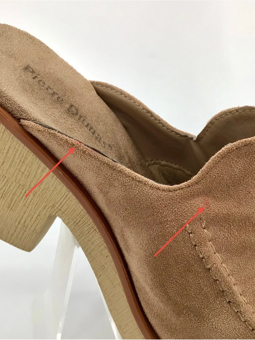 Pierre Dumas Women's Taupe Suede Closed-Toe Slide Mules Clogs Size 8.5